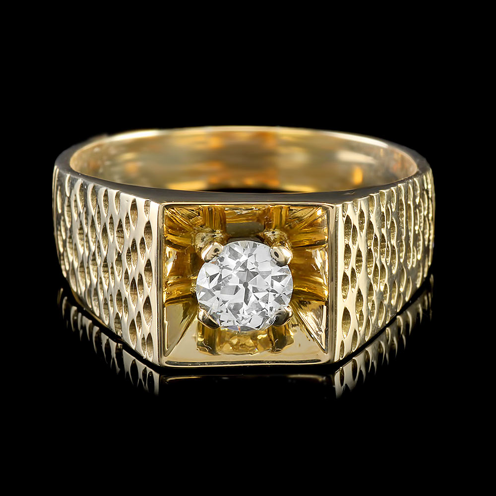 14K Yellow Gold Men’s Diamond Ring