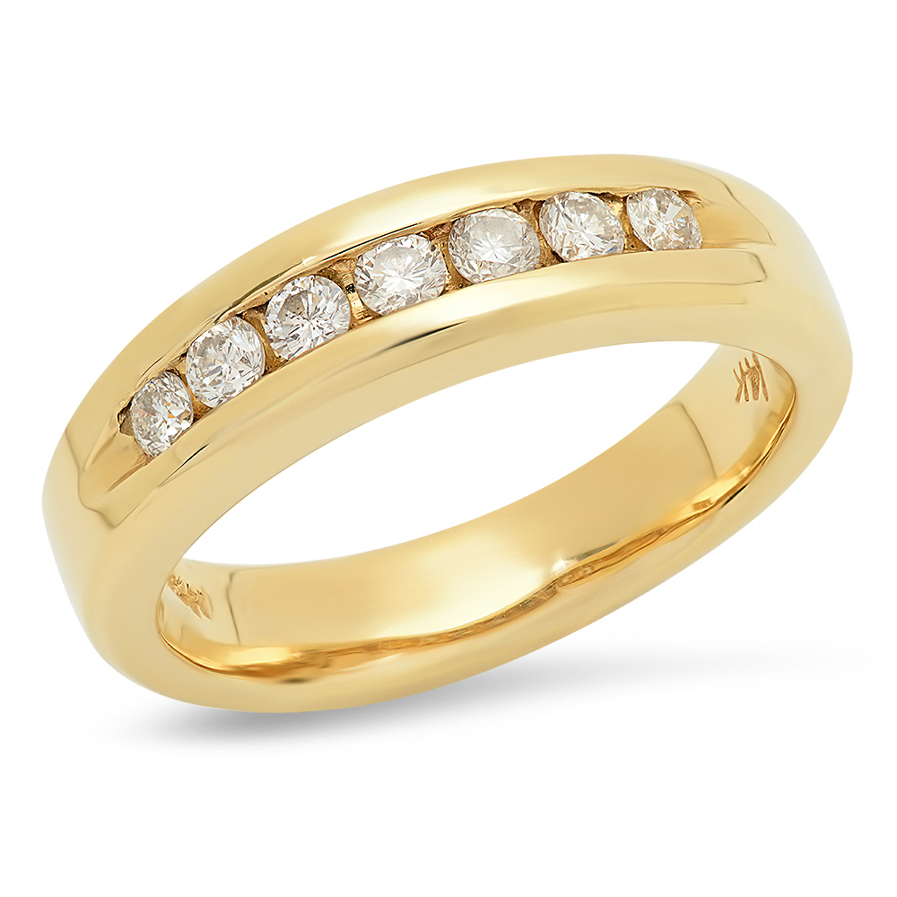 14KT Yellow Gold Diamond Ring 8.13 Grams 7 Diamonds (0.42CT)